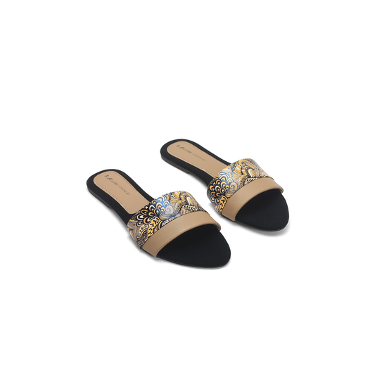 Bisque Embellished Flat Sandal-Nawabi Shoes BD
