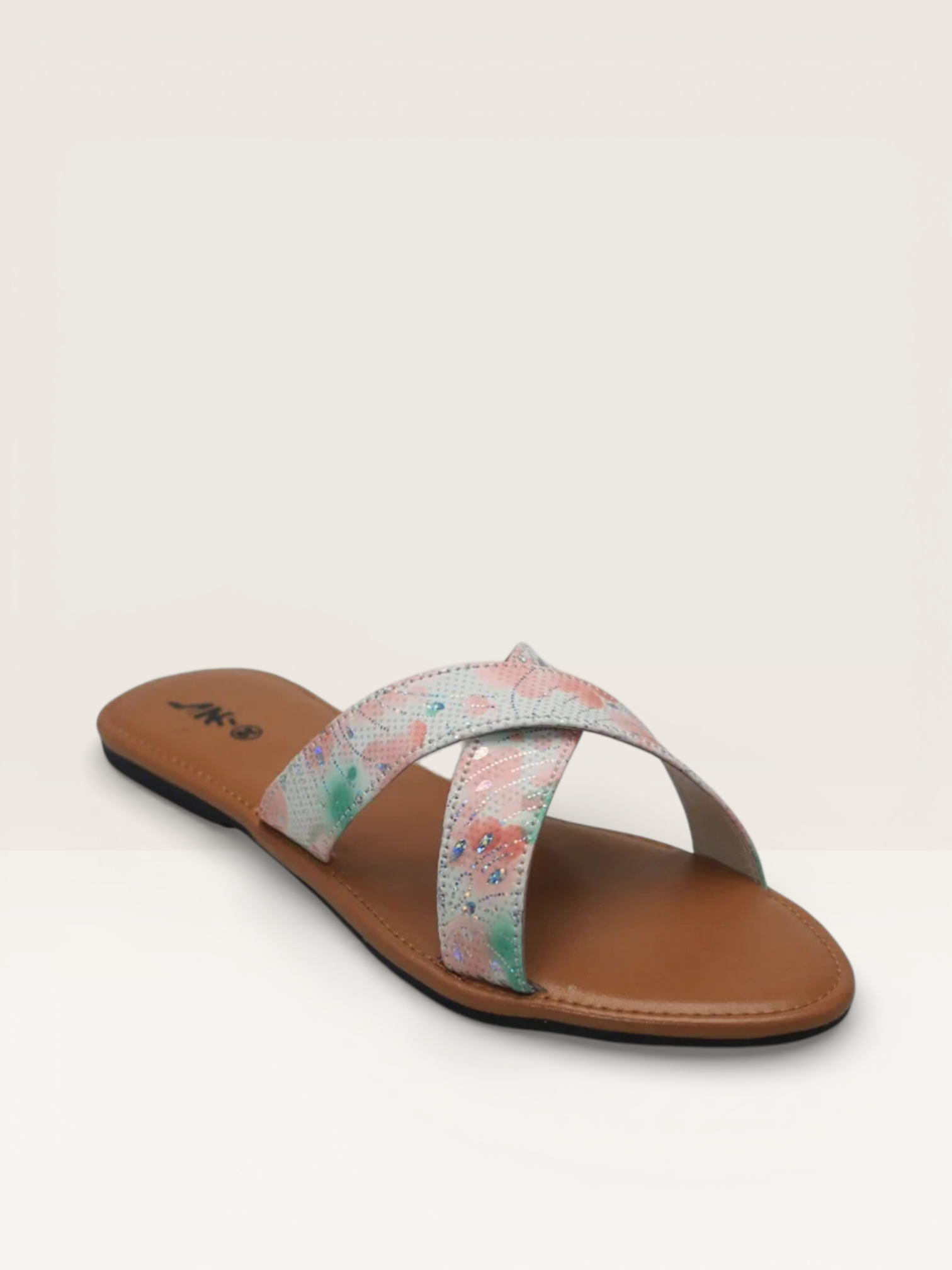 Floral Print Criss-Cross Sandals for Women | Stylish Sliders Price in BD - Nawabi Shoes BD