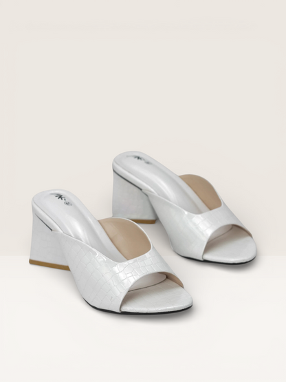 Women's Pink Mules with Croc-Embossed Texture and Block Heel | Nawabi Shoes BD - Nawabi Shoes BD