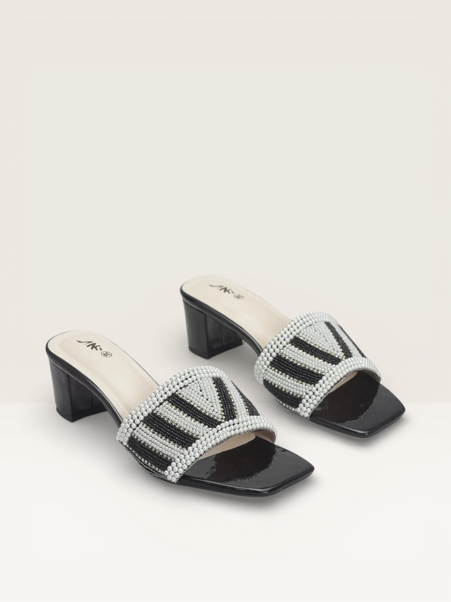 Women's Colorful Beaded Mules with Block Heel" - Nawabi Shoes BD - Nawabi Shoes BD