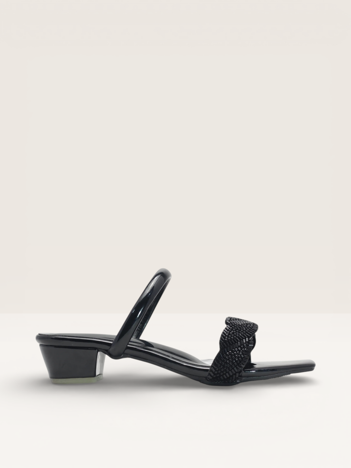 Women's Black Mules with Beaded Detail and Square Toe Nawabi Shoes BD - Nawabi Shoes BD