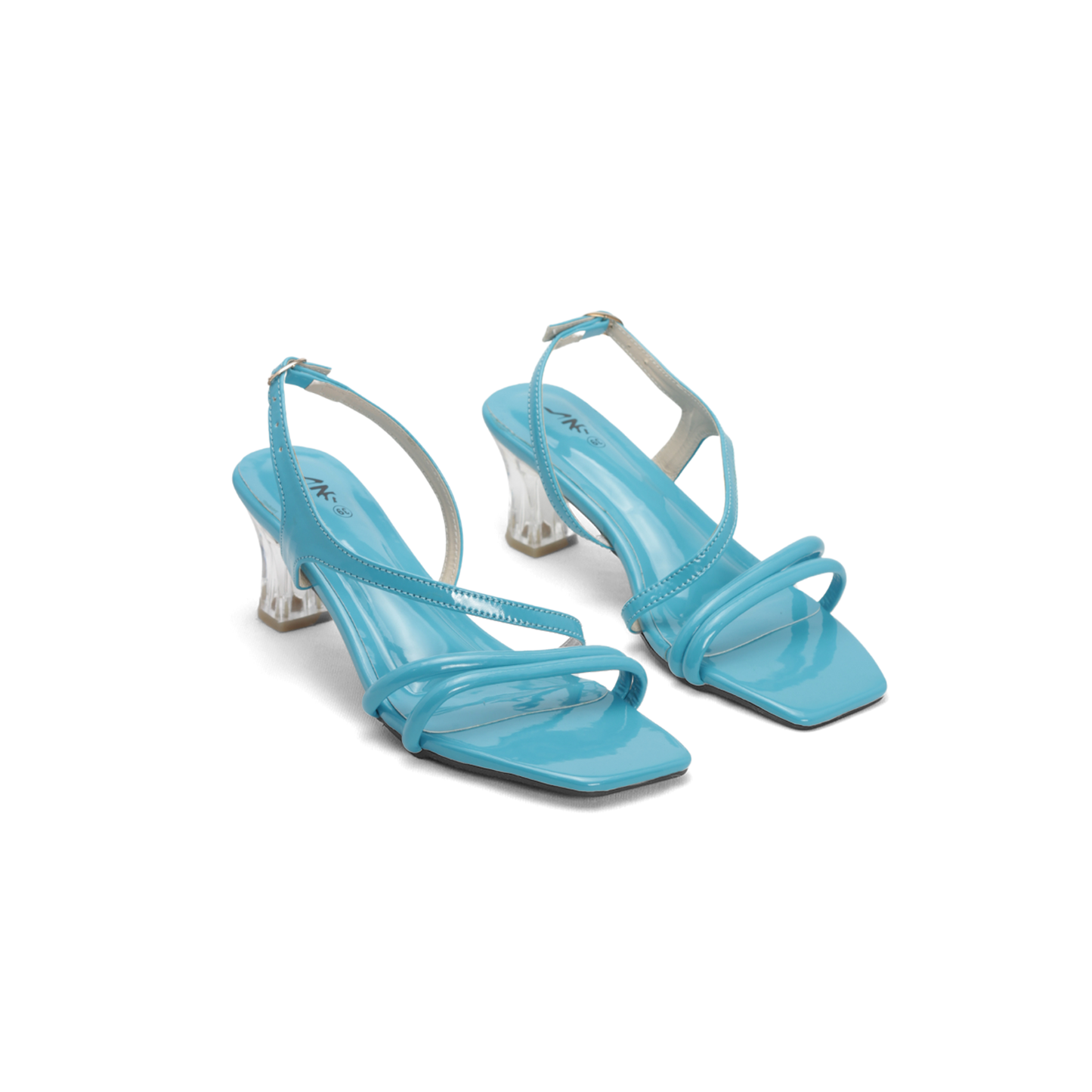Women's Colorful Patent Leather Sandals with Transparent Heels