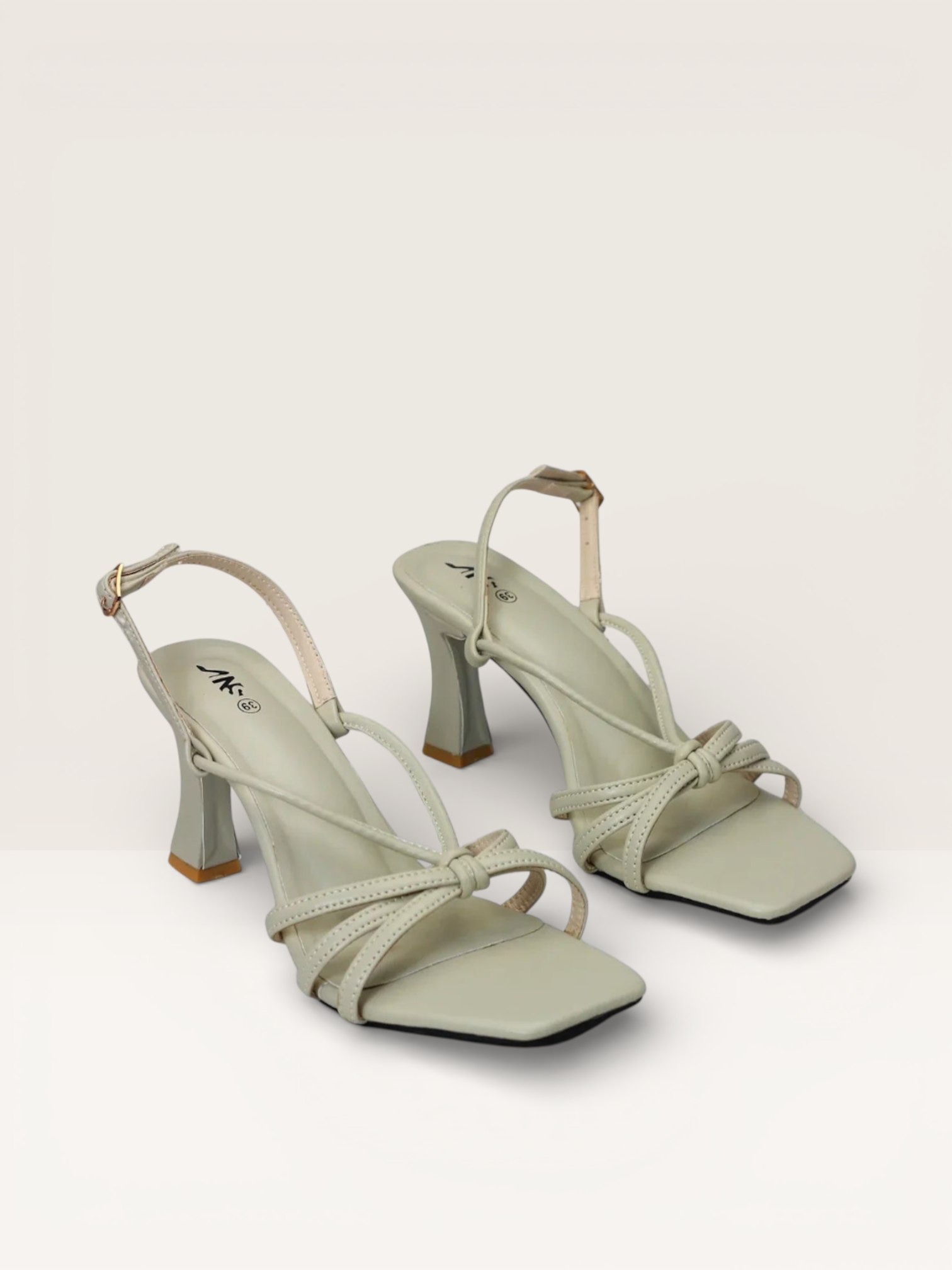 Mint Green Square Toe Heels - Stylish Strappy Sandals" nawabi shoes bd - Nawabi Shoes BD