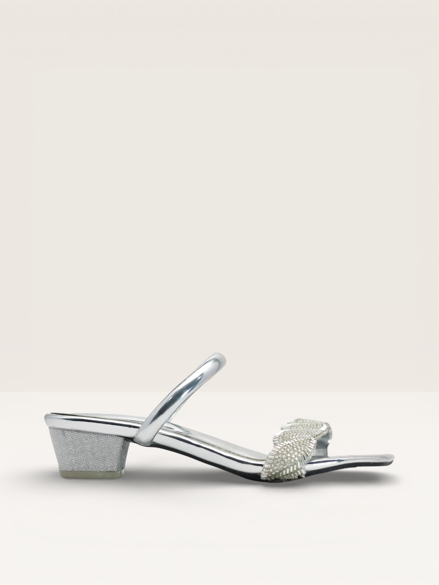 Women's Black Mules with Beaded Detail and Square Toe Nawabi Shoes BD - Nawabi Shoes BD