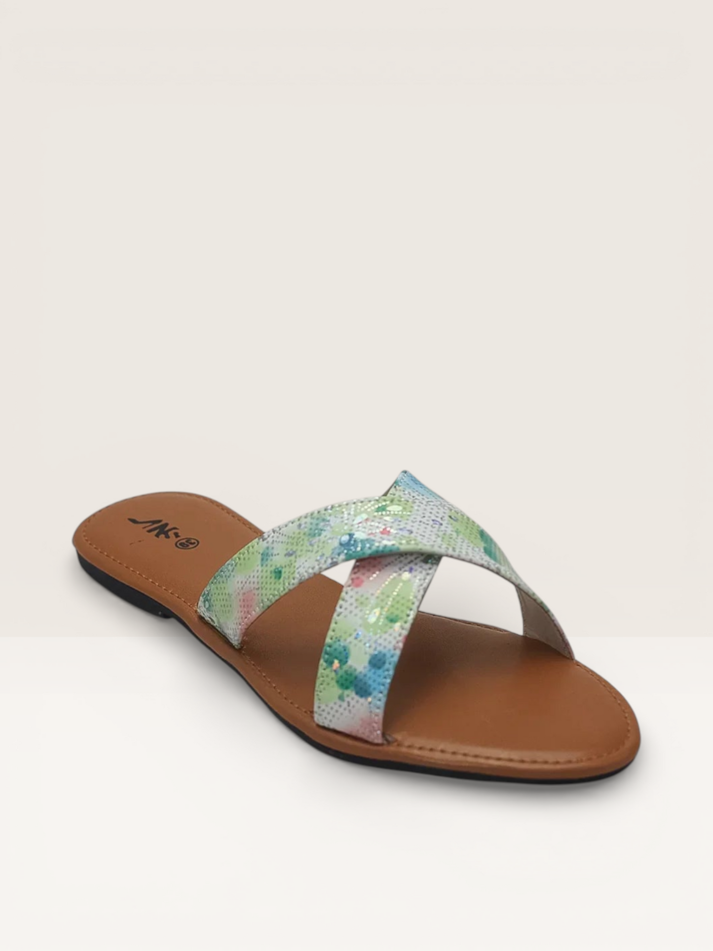 Floral Print Criss-Cross Sandals for Women | Stylish Sliders Price in BD - Nawabi Shoes BD