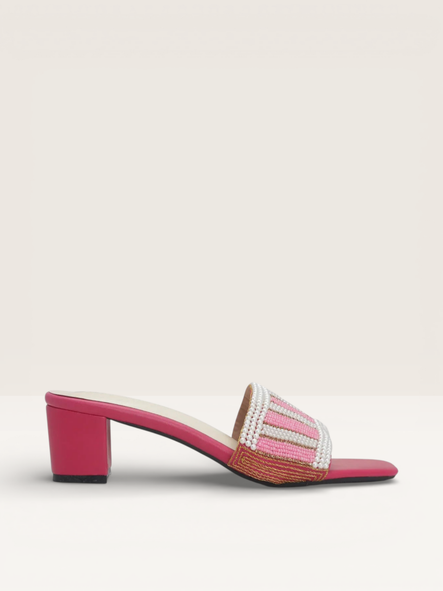 Women's Colorful Beaded Mules with Block Heel" - Nawabi Shoes BD - Nawabi Shoes BD