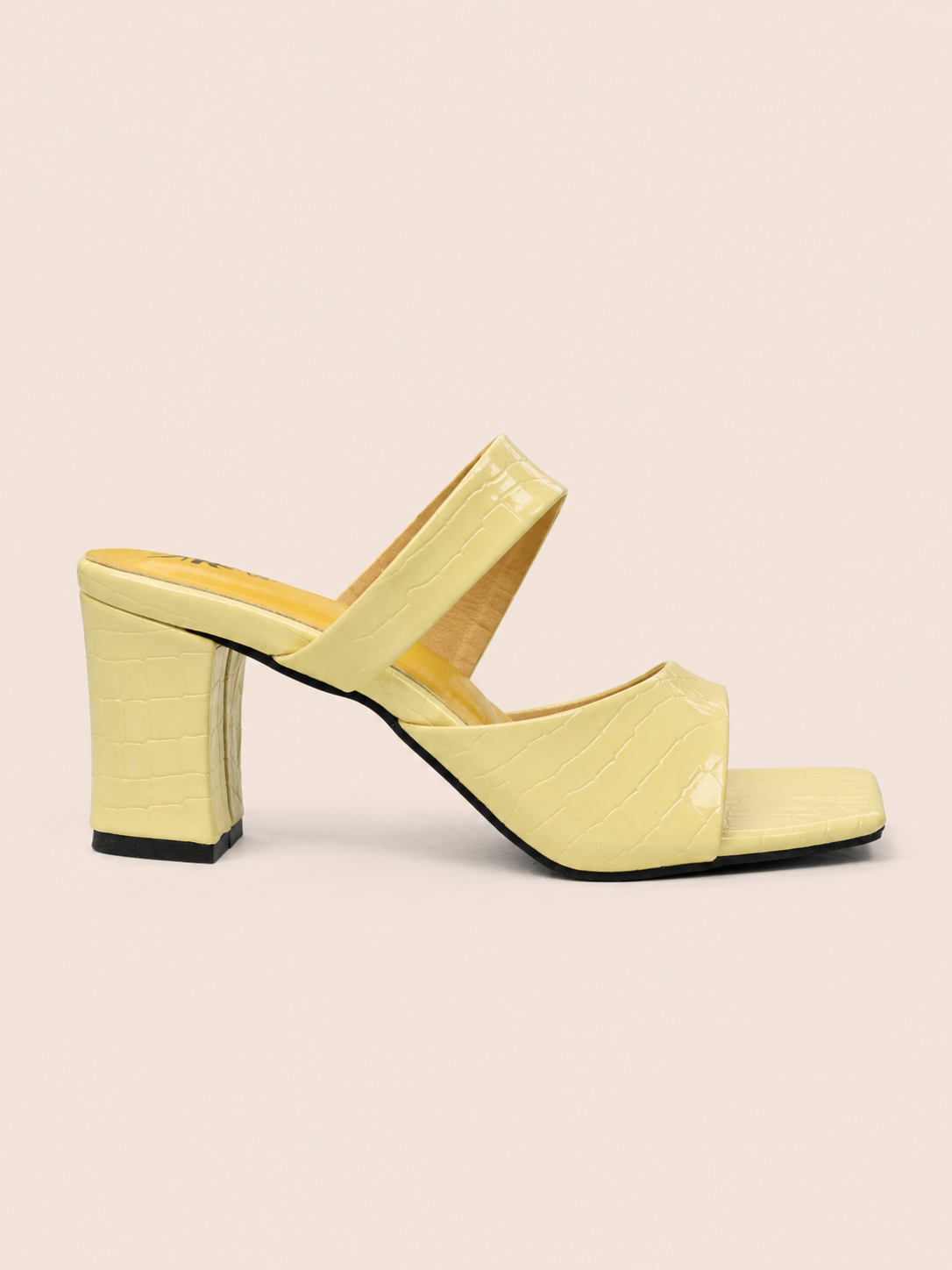 Luxury Women's Double Strap Block Heel Sandals – Premium Croc Finish | NAWABI SHOES BD