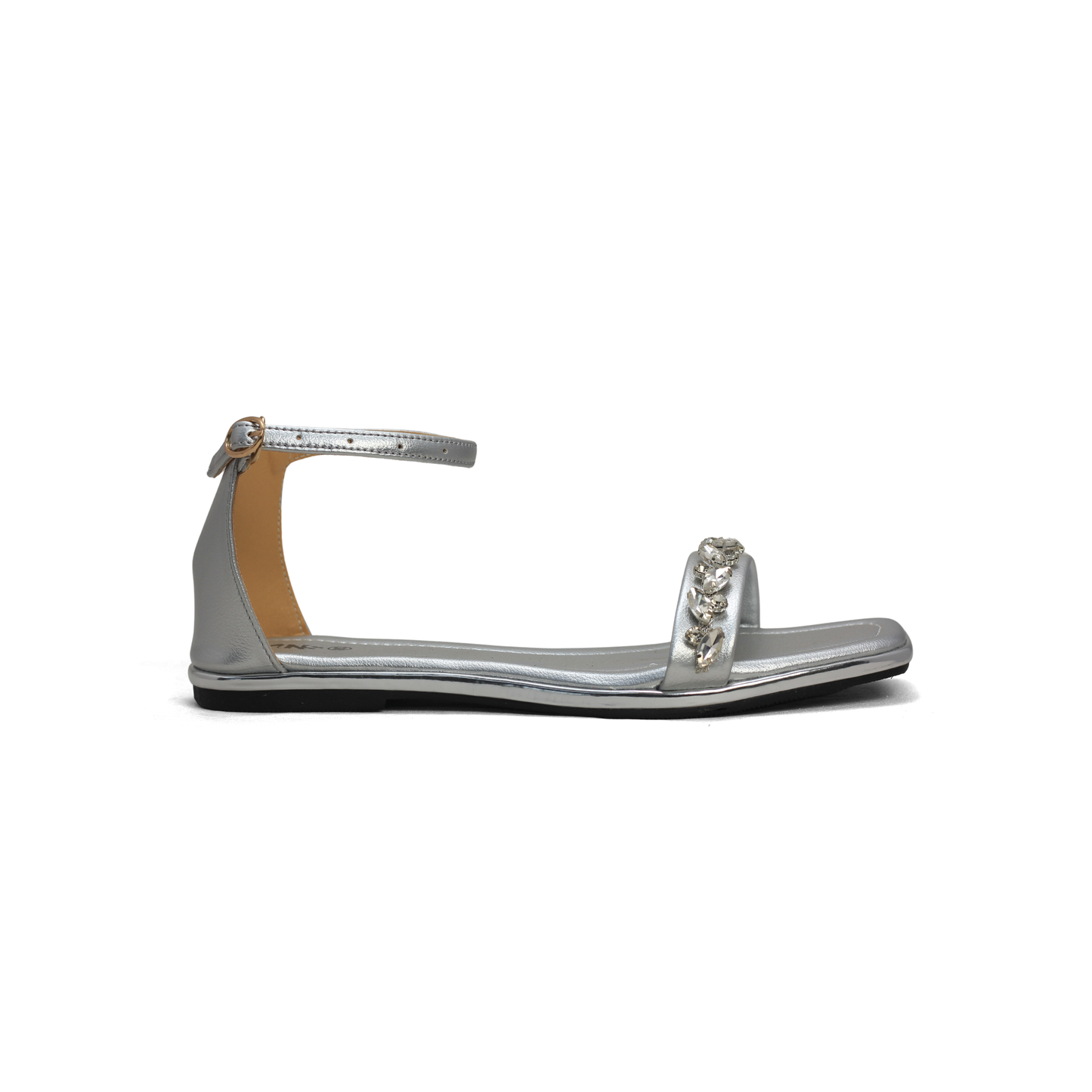 Rose Gold Embellished Flat Sandals - Elegant Ankle Strap Flats| Nawabi shoes bd