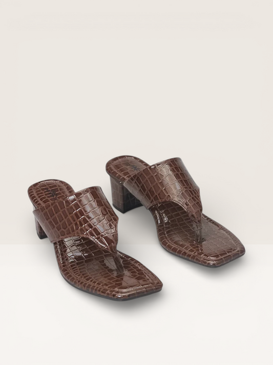 Women's Pink Croc Print Heeled Sandals | Stylish & Trendy - Nawabi Shoes BD - Nawabi Shoes BD