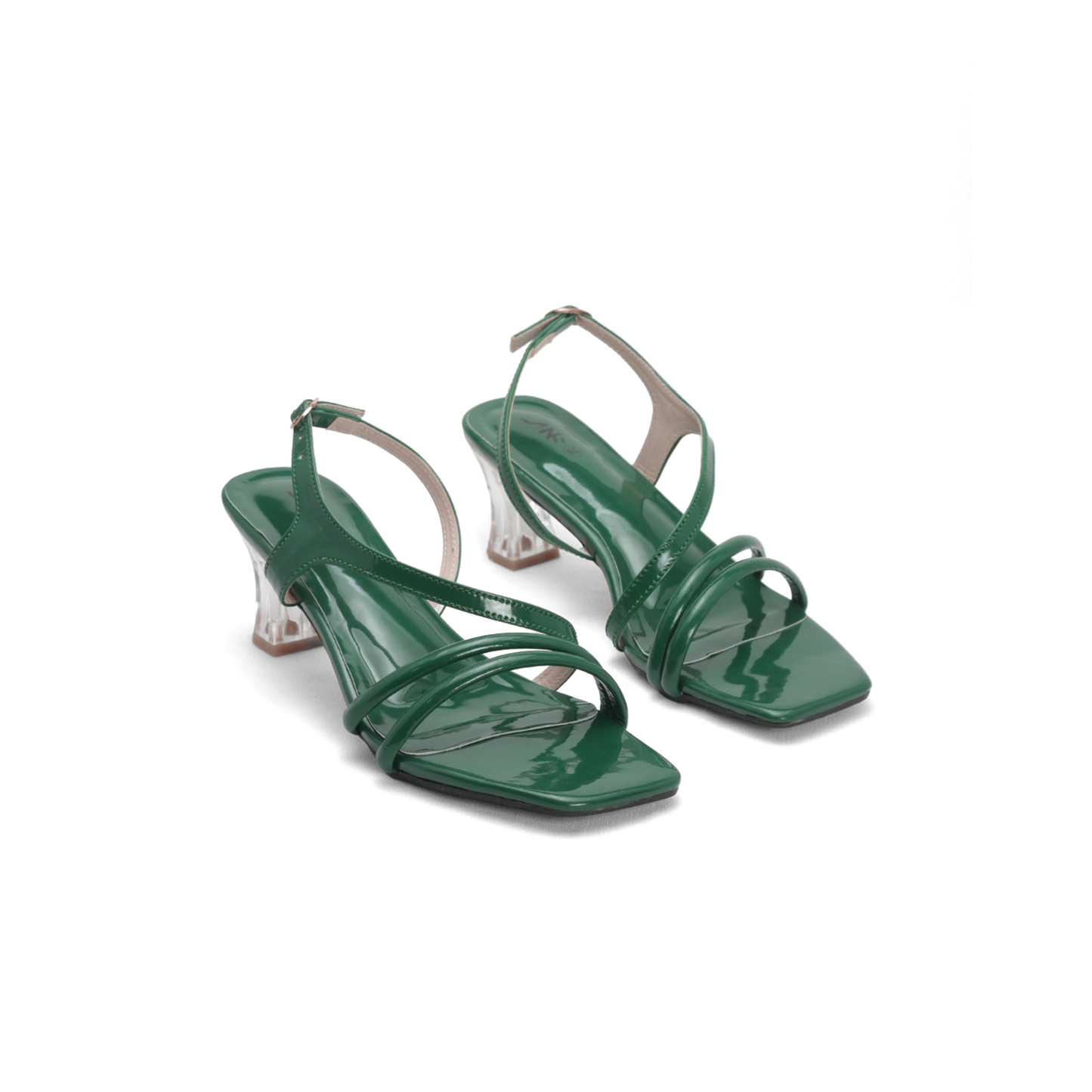 Women's Colorful Patent Leather Sandals with Transparent Heels