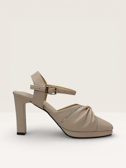 Women Rhinestone Decor Mary Jane Pumps, Chunky Heeled Elegant Pumps - Nawabi Shoes BD