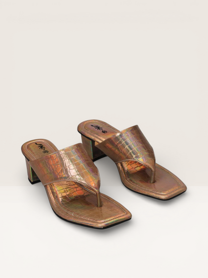 Women's Pink Croc Print Heeled Sandals | Stylish & Trendy - Nawabi Shoes BD - Nawabi Shoes BD