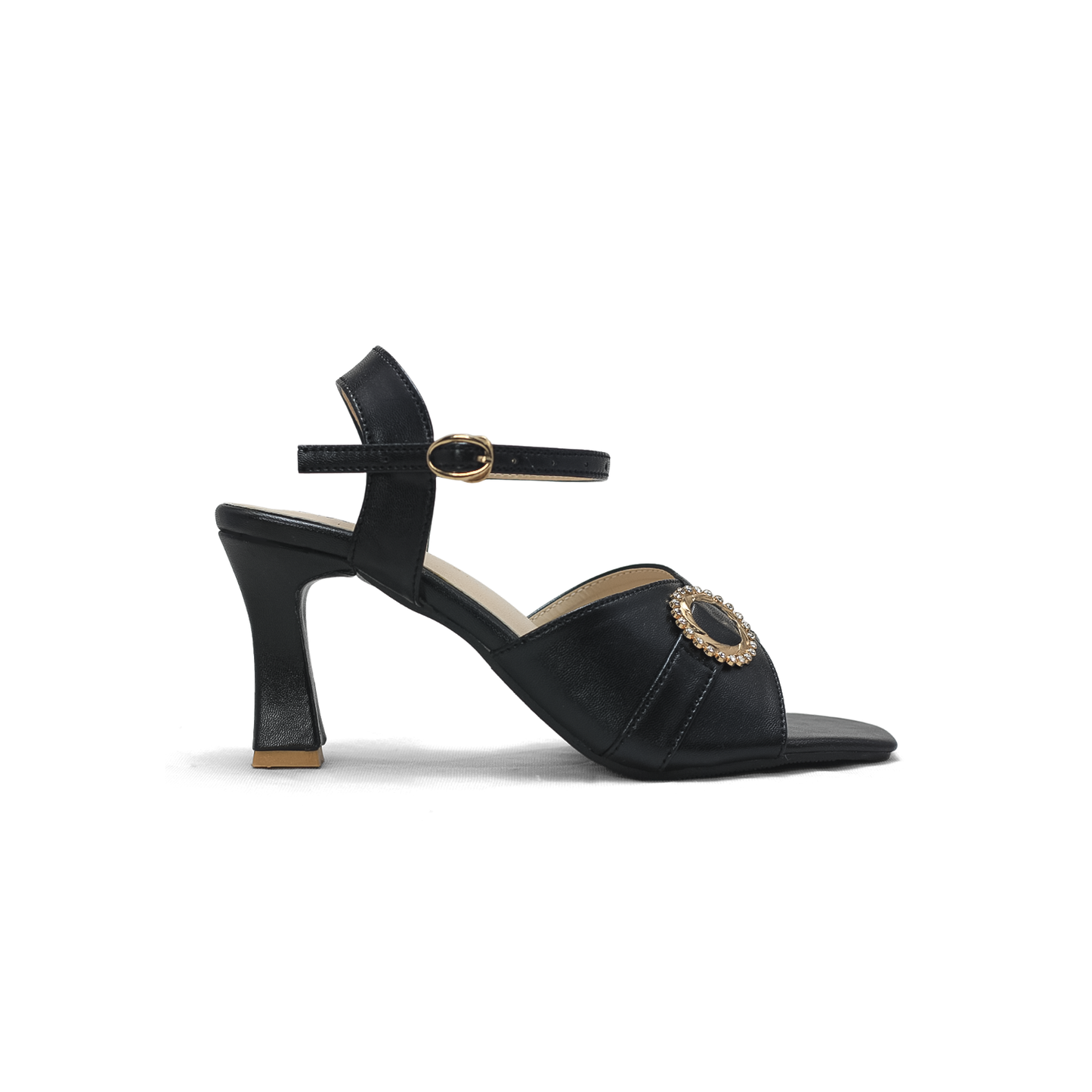 Purple Ankle Strap Heels - Women's Square Toe Block Heels