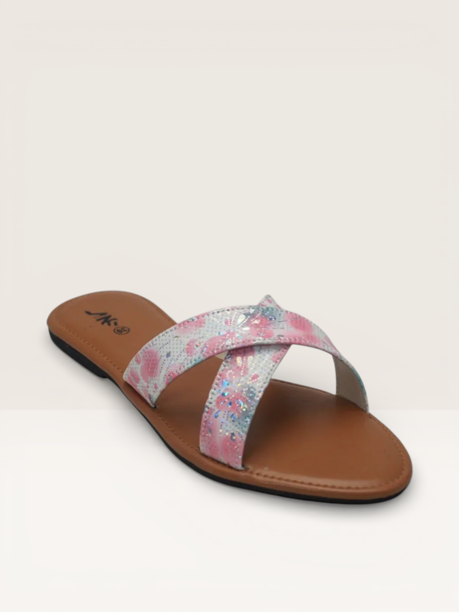 Floral Print Criss-Cross Sandals for Women | Stylish Sliders Price in BD - Nawabi Shoes BD
