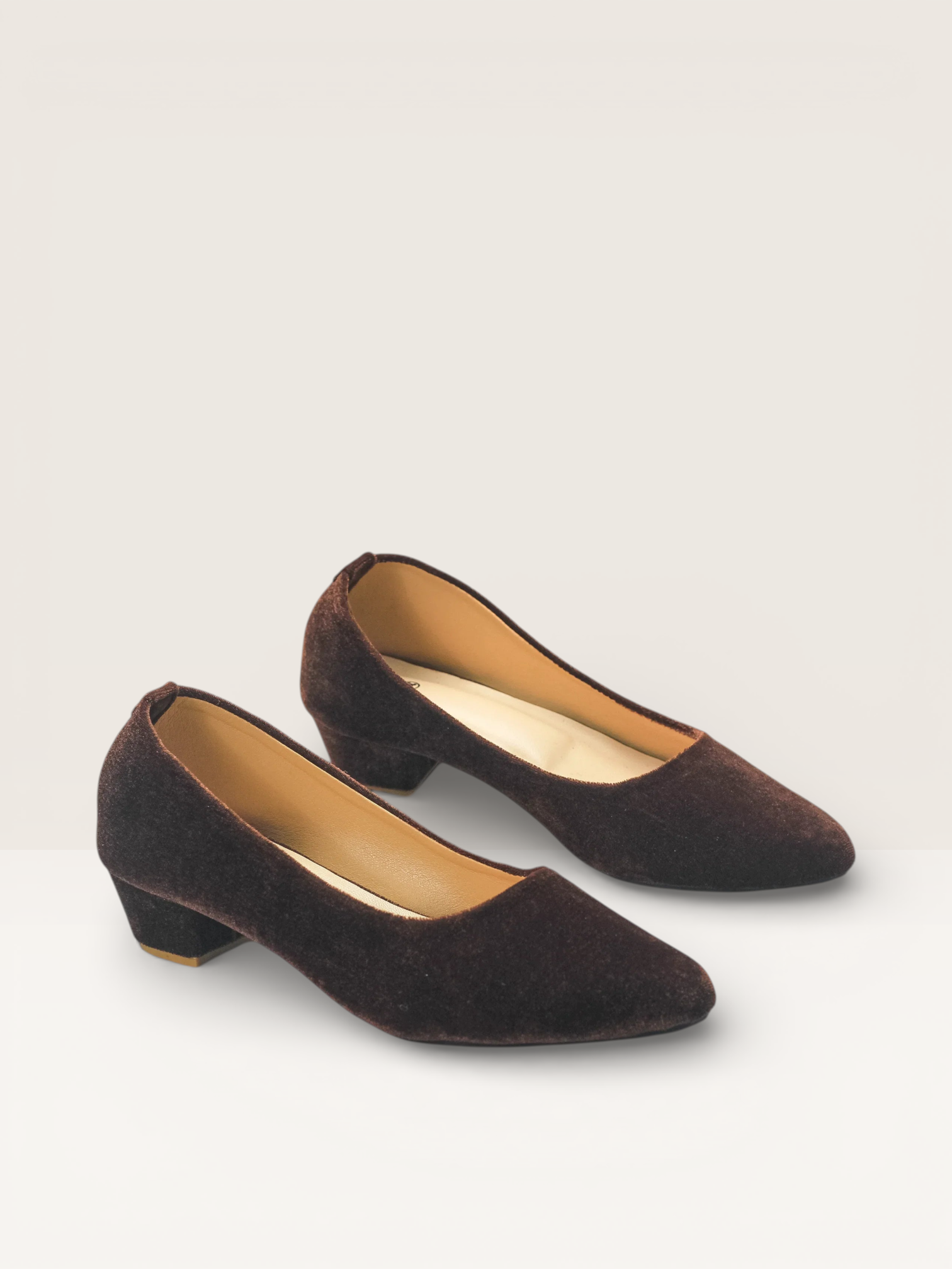 Velvet Low Heel Pumps – Comfortable Block Heel Dress Shoes - Nawabi Shoes BD