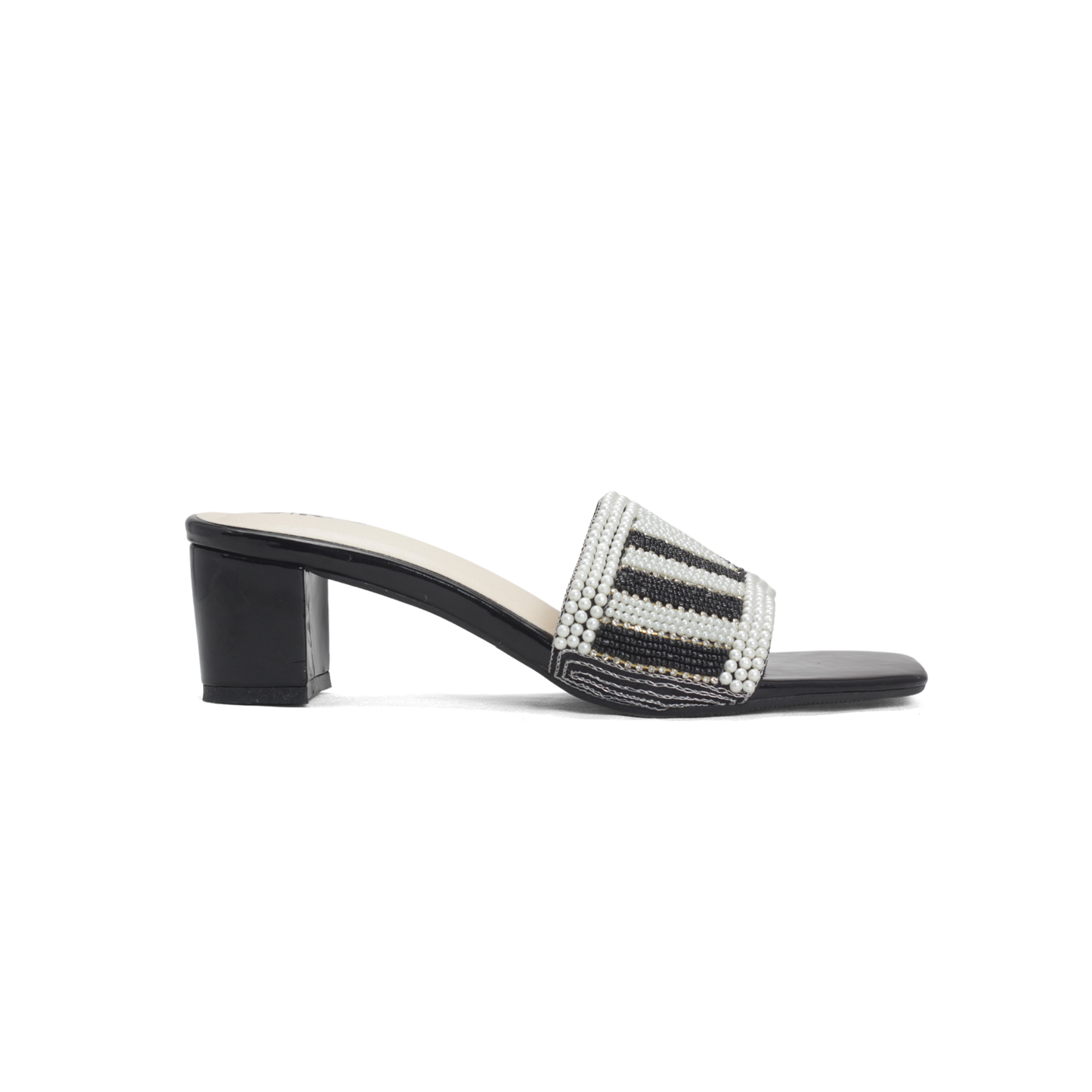 Women's Colorful Beaded Mules with Block Heel" - Nawabi Shoes BD