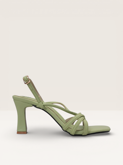 Mint Green Square Toe Heels - Stylish Strappy Sandals" nawabi shoes bd - Nawabi Shoes BD
