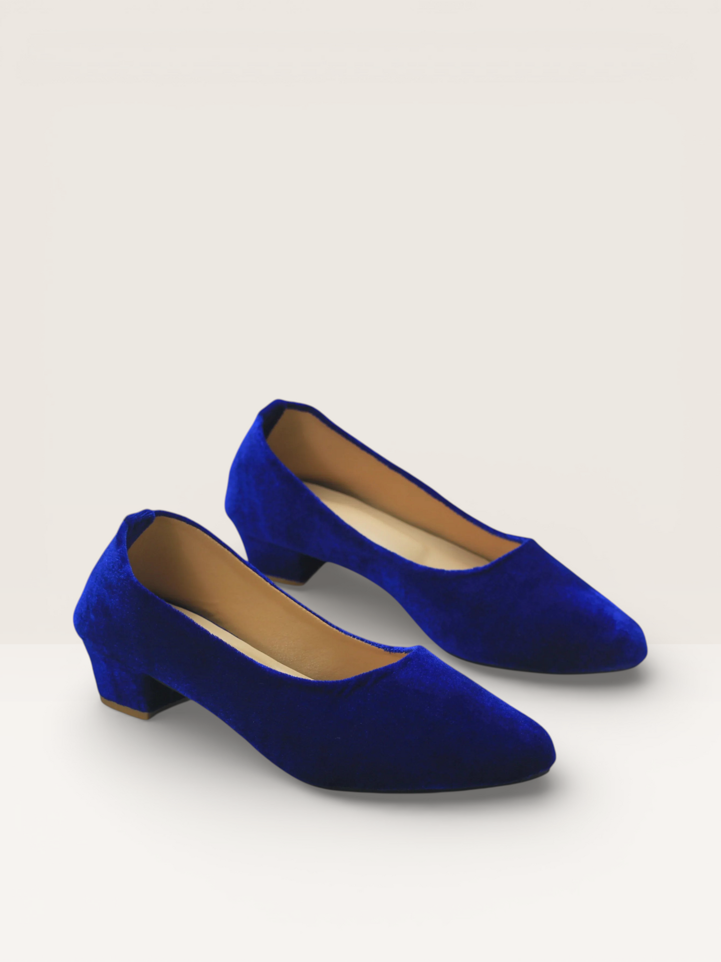 Velvet Low Heel Pumps – Comfortable Block Heel Dress Shoes - Nawabi Shoes BD