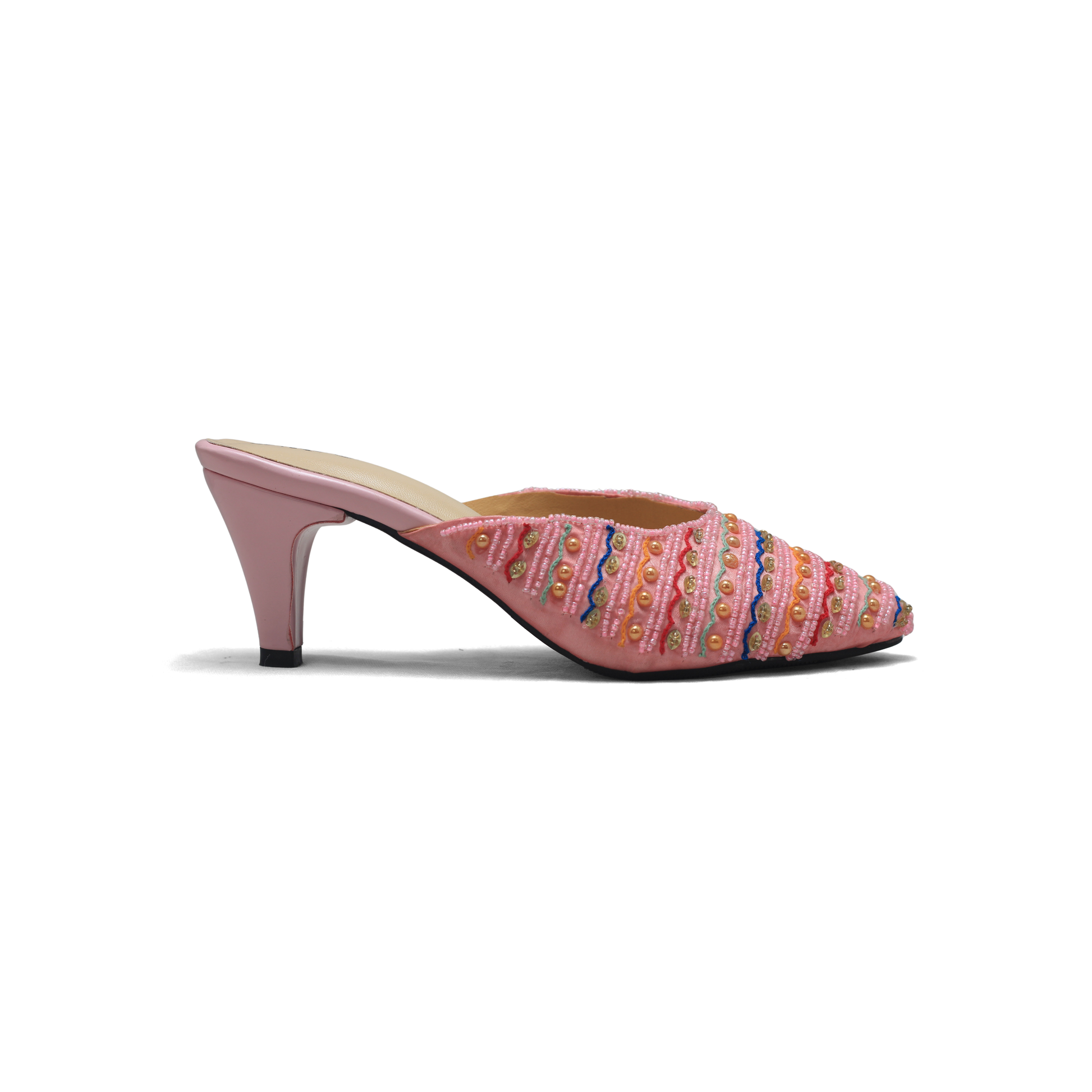 Toe Block Heel Pumps - Elegant Silver & Rose Gold Party Shoes - nawabi shoes bd - Nawabi Shoes BD