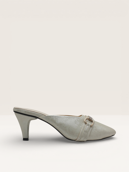 Elegant Women's Kitten Heel Mules with Embossed Detail | Nawabi Shoes BD - Nawabi Shoes BD