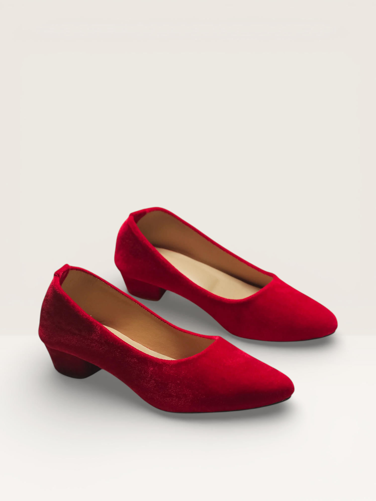 Velvet Low Heel Pumps