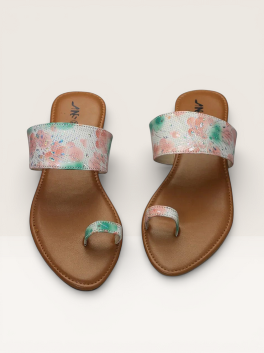 Stylish & Comfortable Sliders - Floral Print Criss-Cross Sandals - Nawabi shoes bd - Nawabi Shoes BD