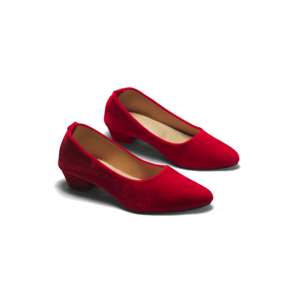 Velvet Low Heel Pumps - Comfortable Block Heel Shoes | Nawabi Shoes BD