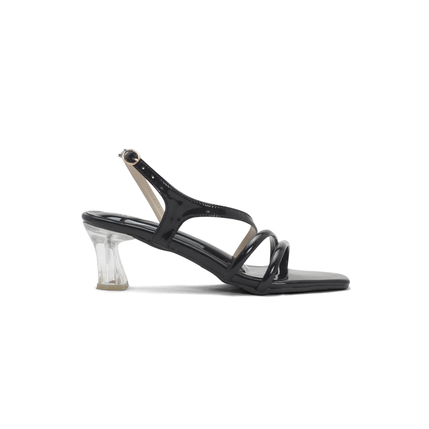 Women's Colorful Patent Leather Sandals with Transparent Heels