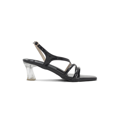 Women's Colorful Patent Leather Sandals with Transparent Heels