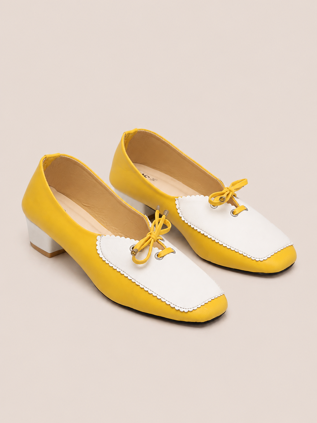 Nawabi Elora Vintage Contrast Block Heel Pumps for Women  | Nawabi Shoes