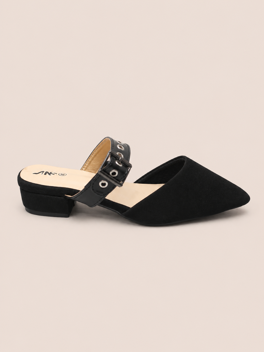Nawabi Elara Pointed Toe Buckle Strap Low Heel Shoes  | Nawabi Shoes