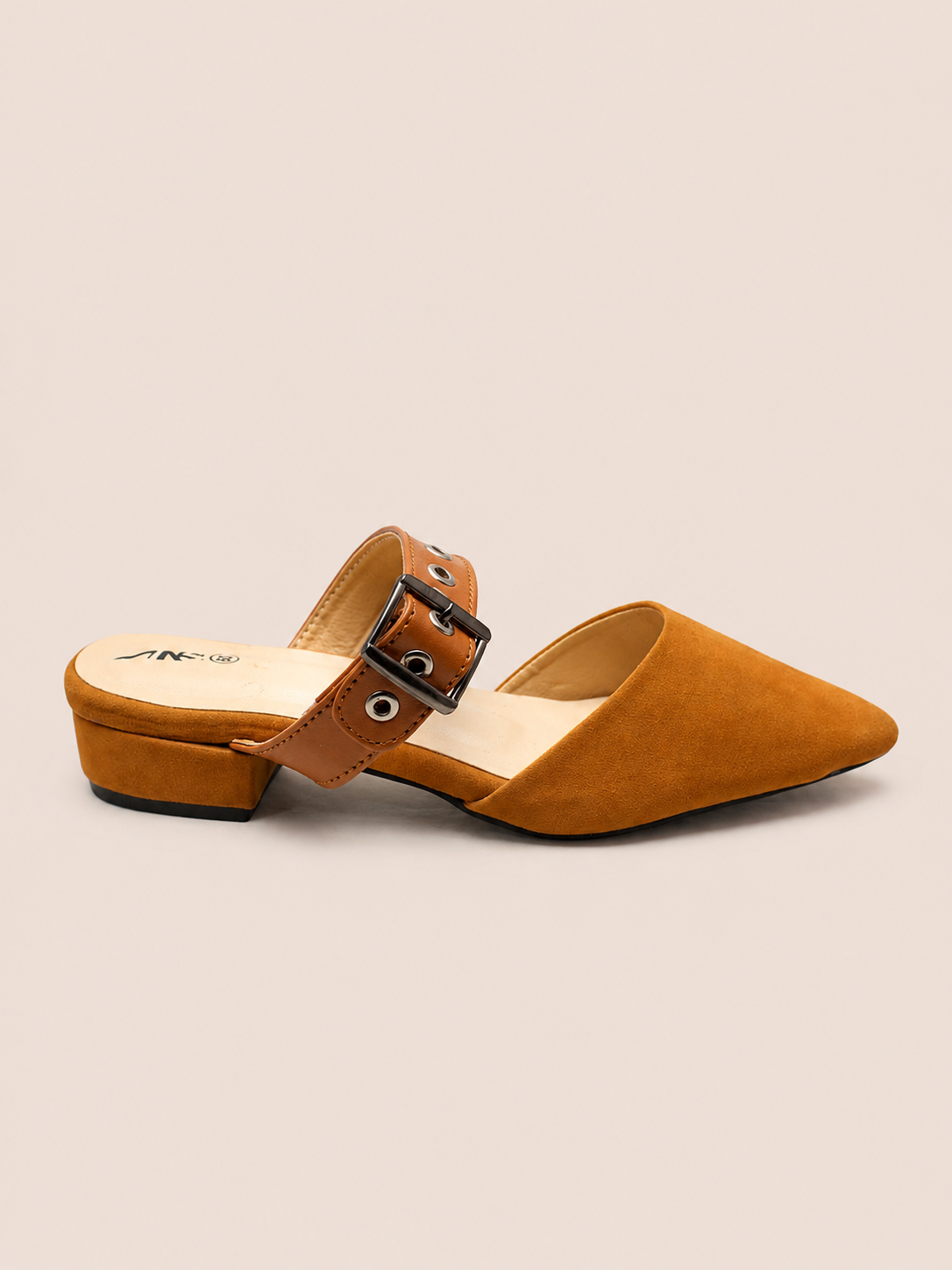 Nawabi Elara Pointed Toe Buckle Strap Low Heel Shoes  | Nawabi Shoes