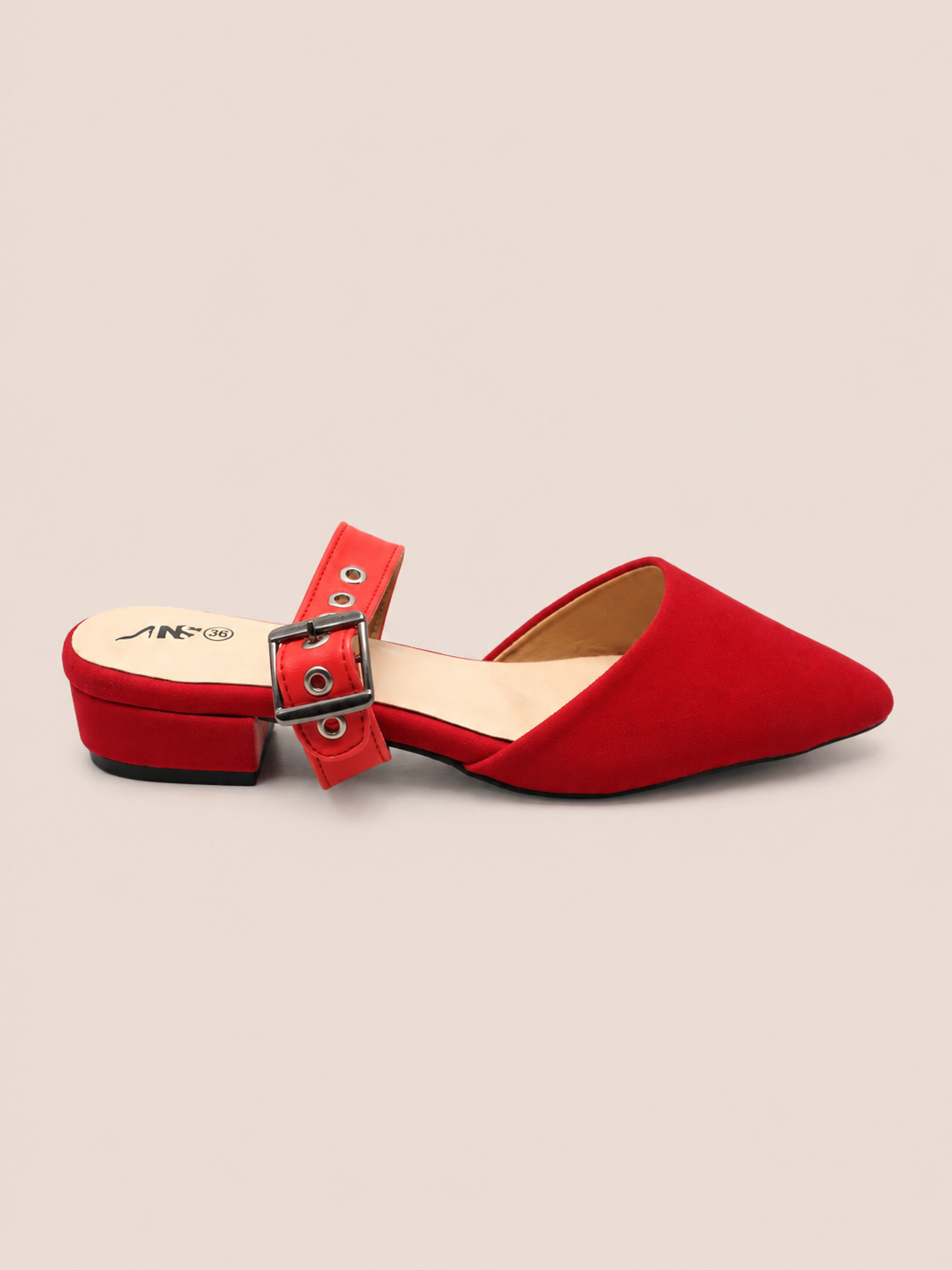 Nawabi Elara Pointed Toe Buckle Strap Low Heel Shoes  | Nawabi Shoes