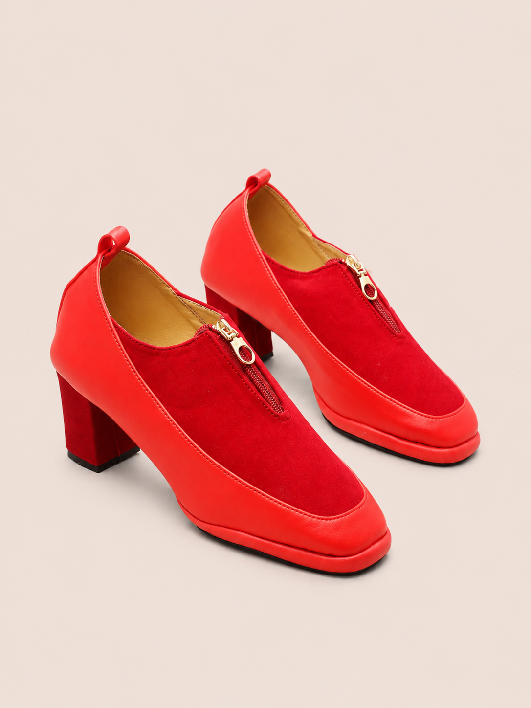 Zivara Front Zip Block Heel Shoes for Women | Nawabi Shoes