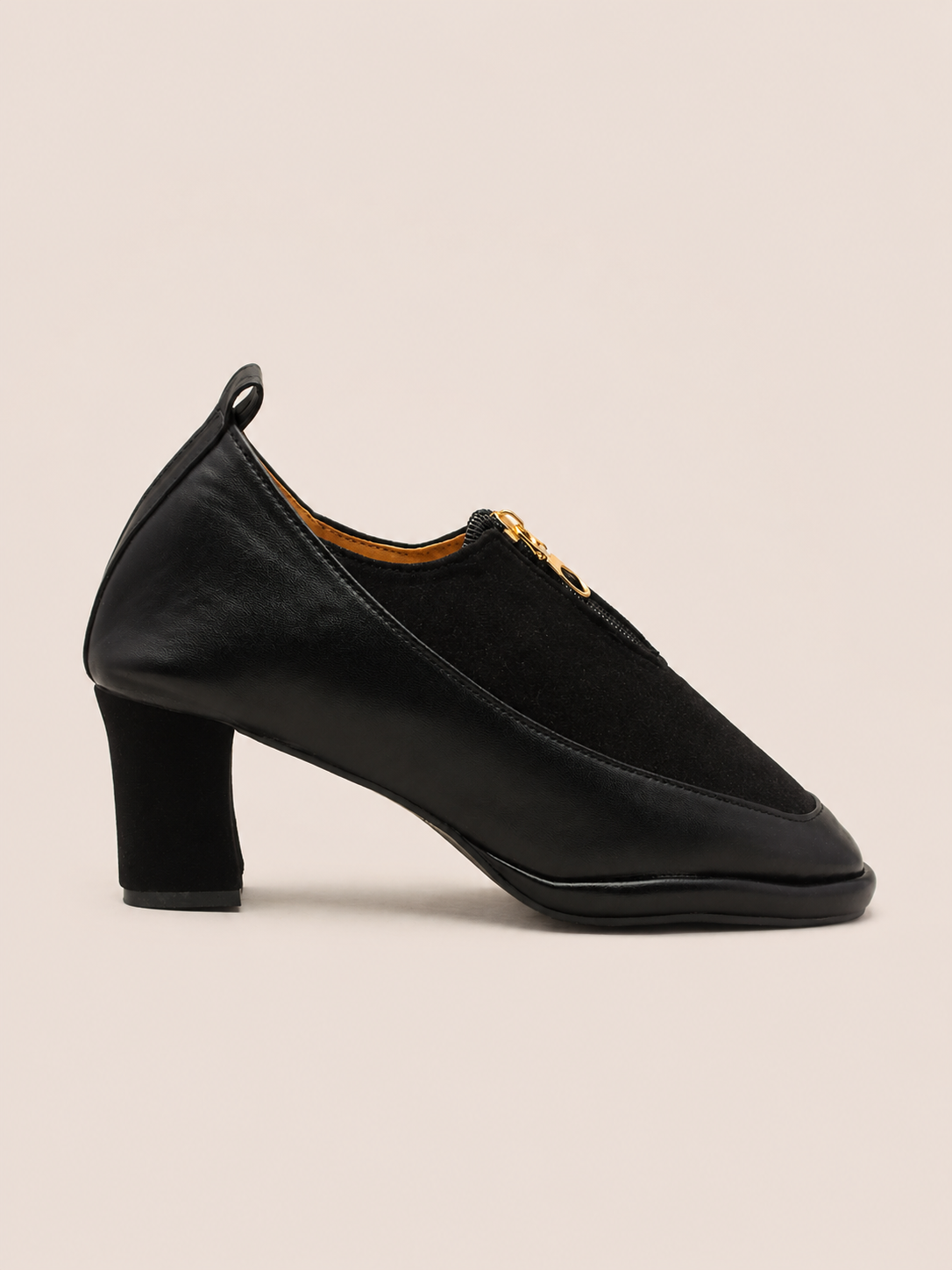 Zivara Front Zip Block Heel Shoes for Women | Nawabi Shoes