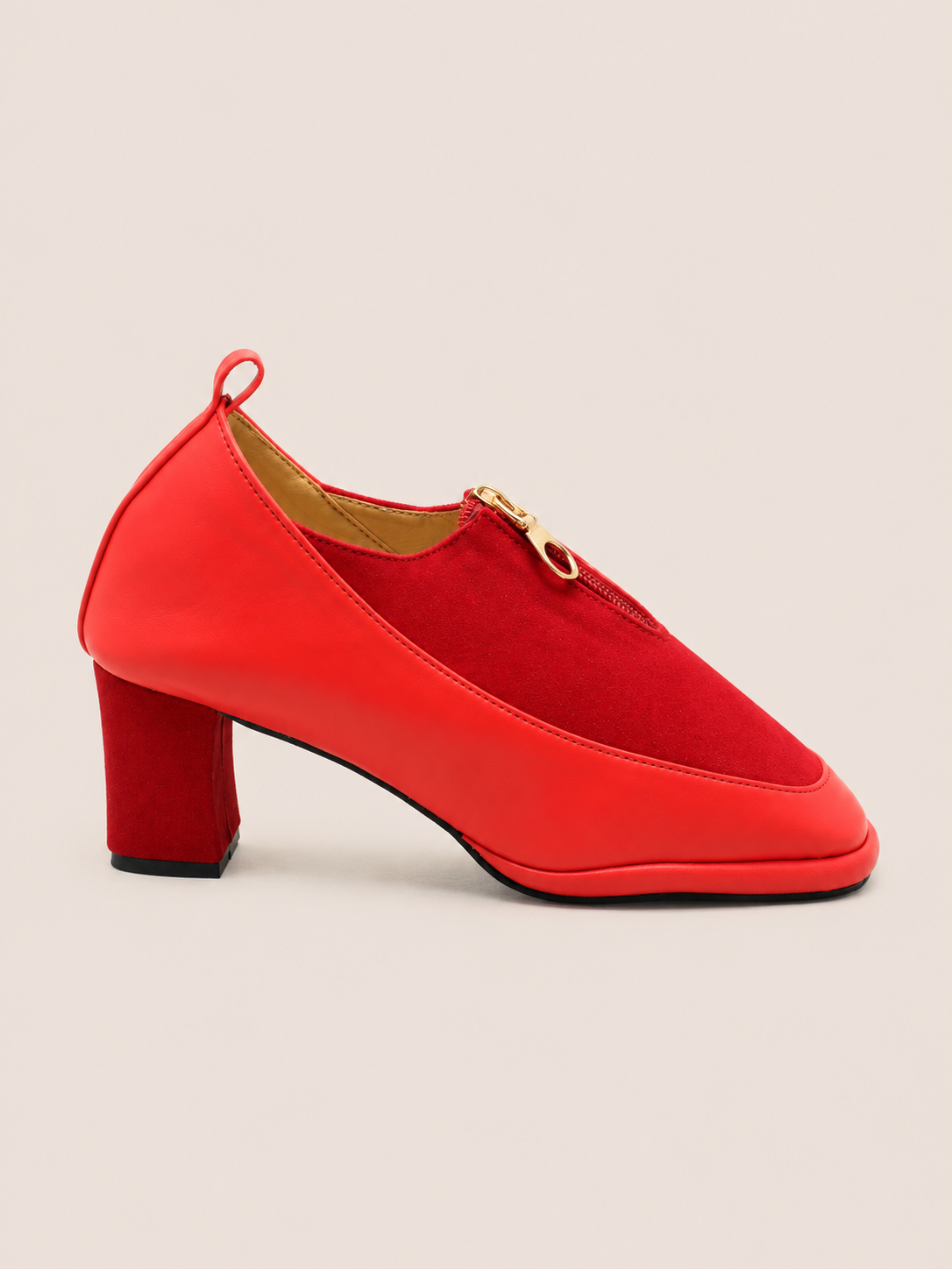 Zivara Front Zip Block Heel Shoes for Women | Nawabi Shoes