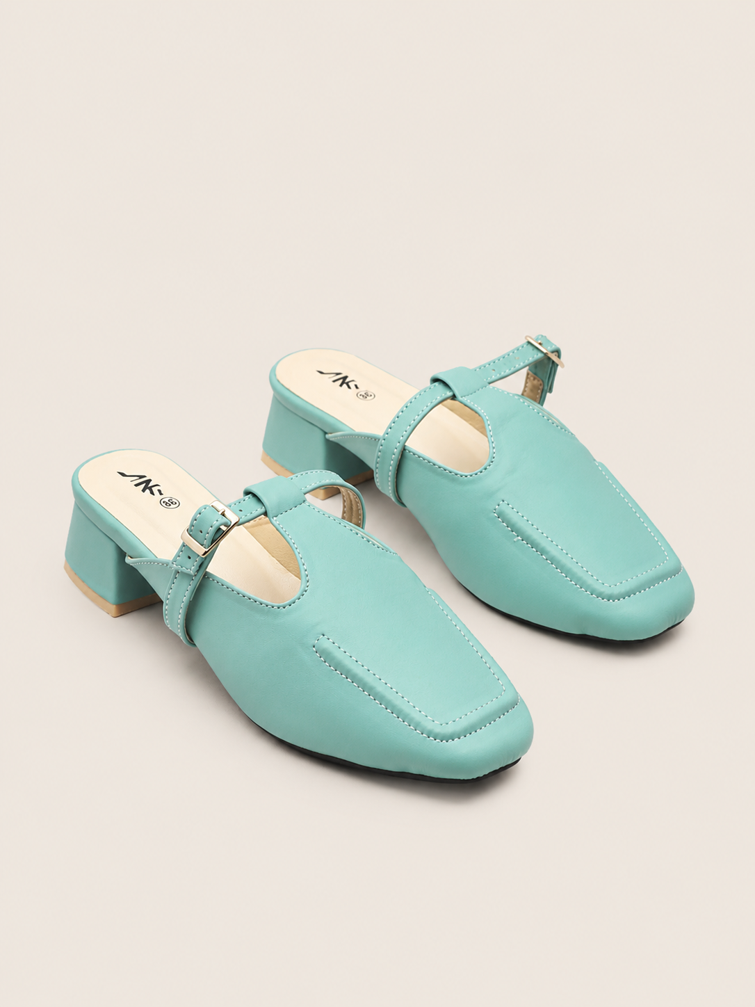 Nawabi Elora Buckle Strap Block Heel Mule Shoes | Nawabi Shoes