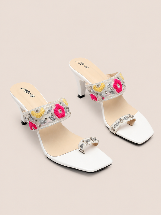 Nawabi Zaria Floral Embroidered High Heel Sandals | Nawabi Shoes