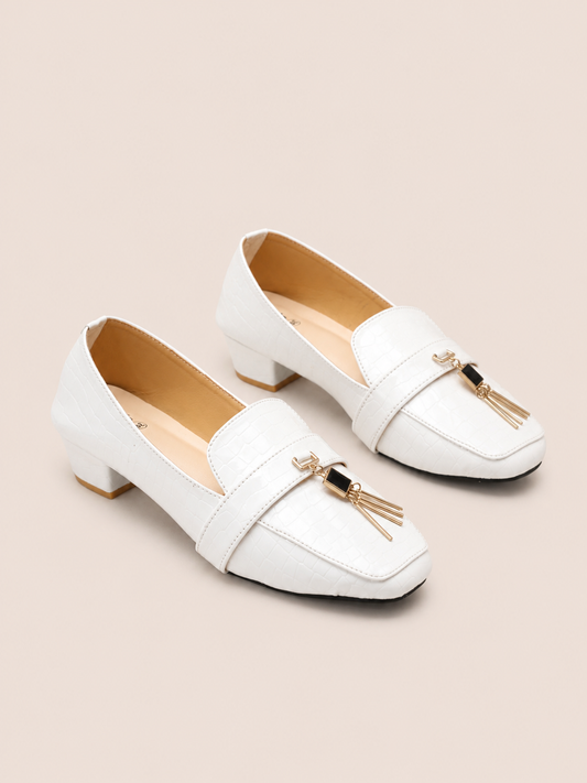 Croc Luxe Tassel Low Heel Loafer Shoes for Women  | Nawabi Shoes