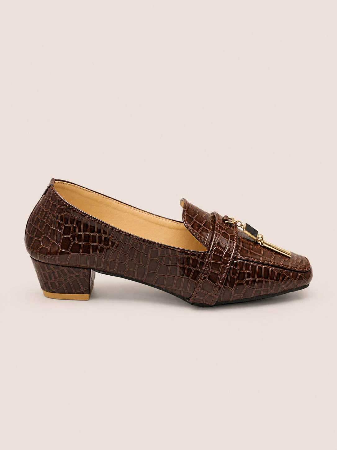 Croc Luxe Tassel Low Heel Loafer Shoes for Women  | Nawabi Shoes