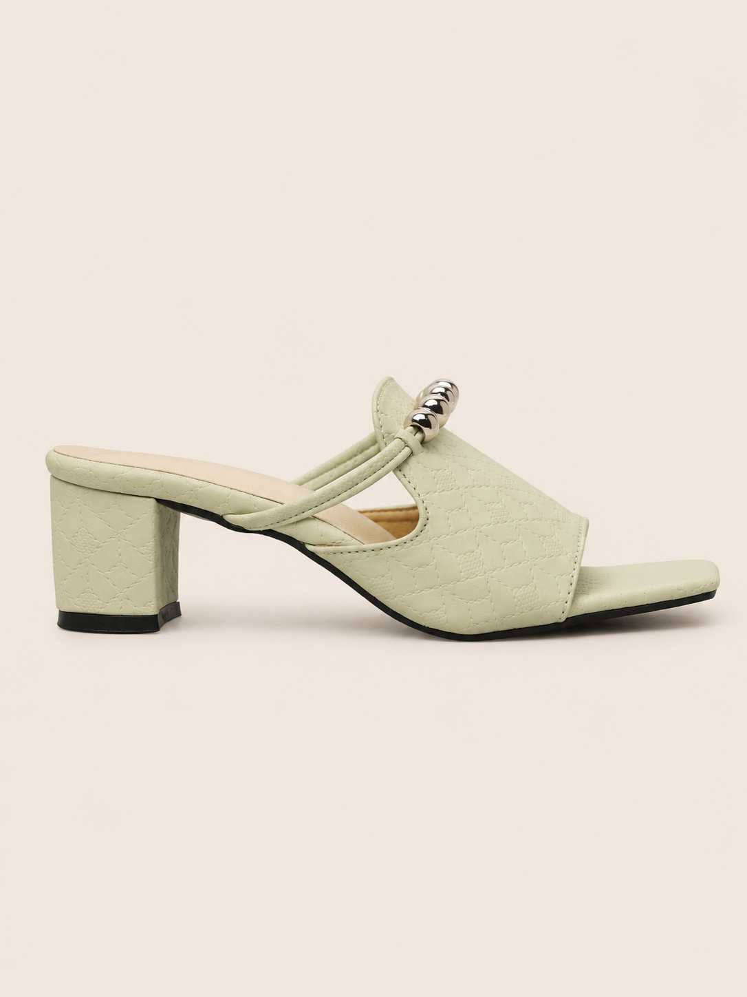Women's Premium Block Heel Slide Sandals with Gold Chain | Elegant Ladies Heel Shoes Bangladesh