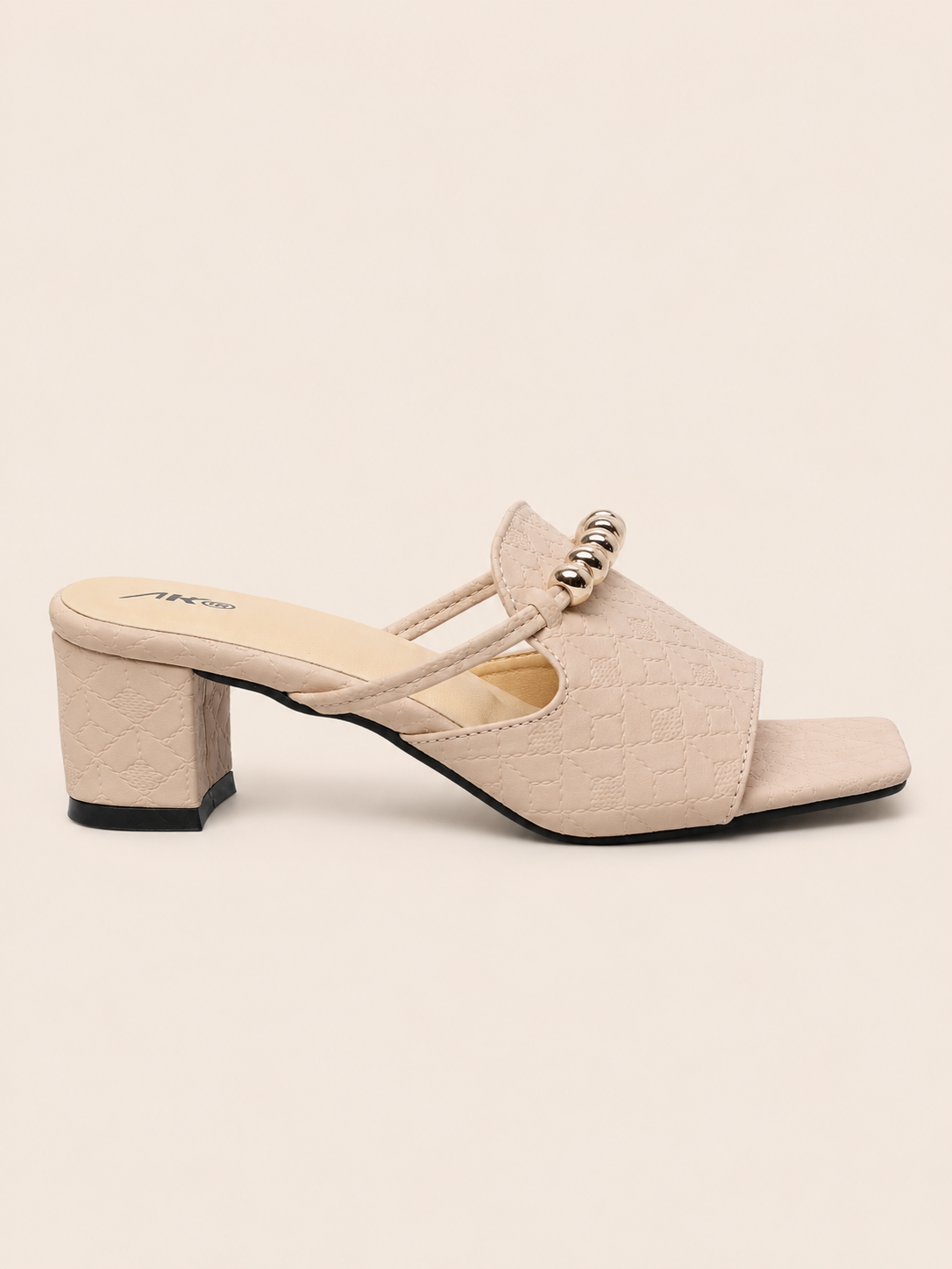 Women's Premium Block Heel Slide Sandals with Gold Chain | Elegant Ladies Heel Shoes Bangladesh