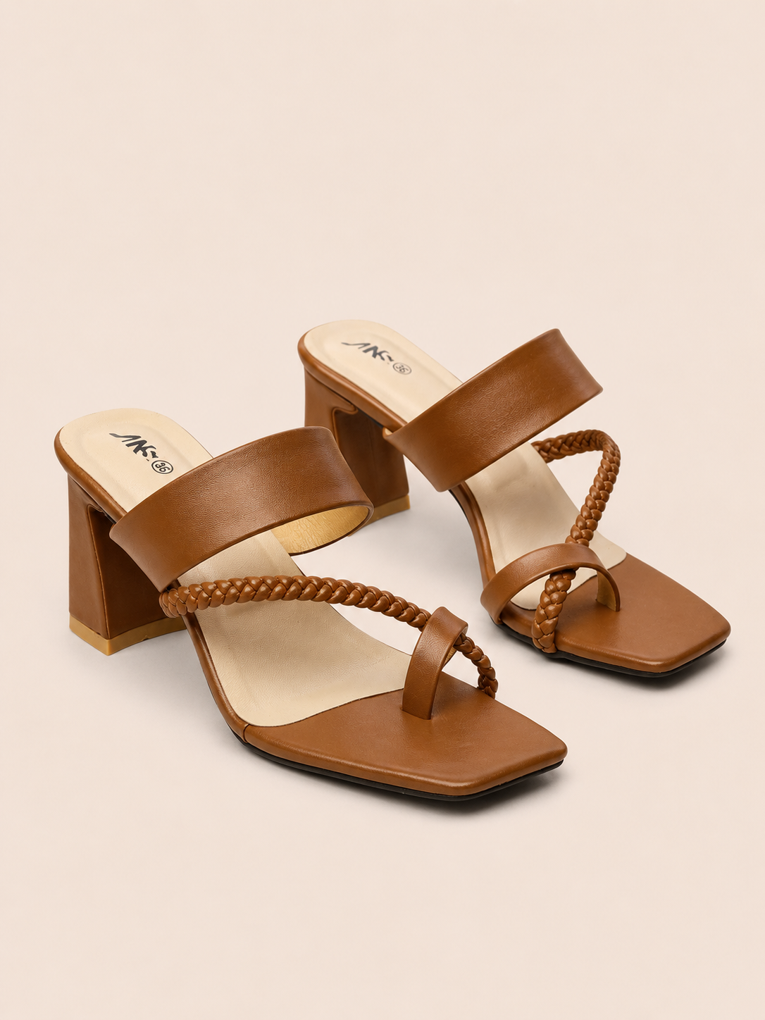 Women's Premium Braided Toe Ring Block Heel Sandals | Elegant Ladies Heels Bangladesh