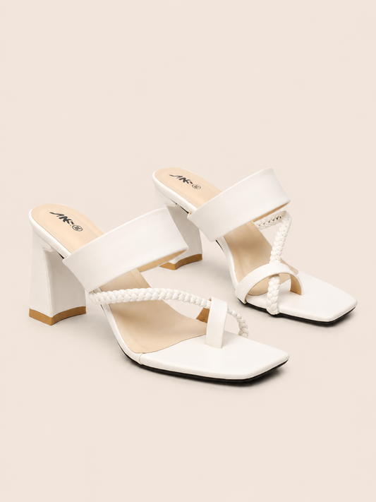 Women's Premium Braided Toe Ring Block Heel Sandals | Elegant Ladies Heels Bangladesh