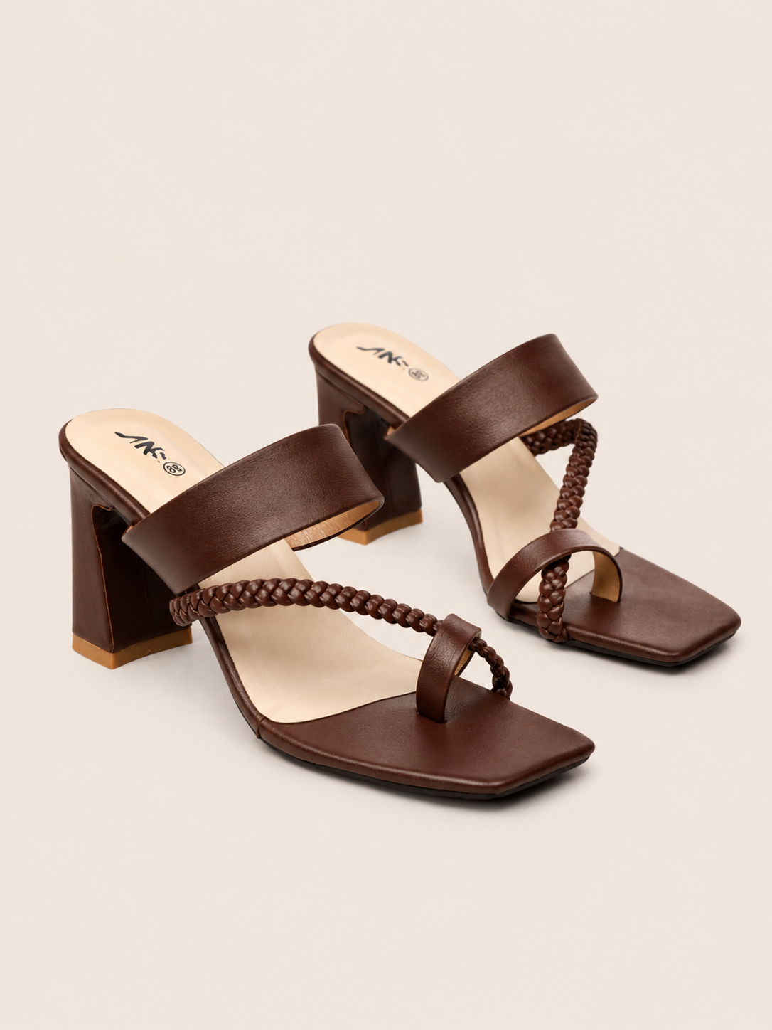 Women's Premium Braided Toe Ring Block Heel Sandals | Elegant Ladies Heels Bangladesh