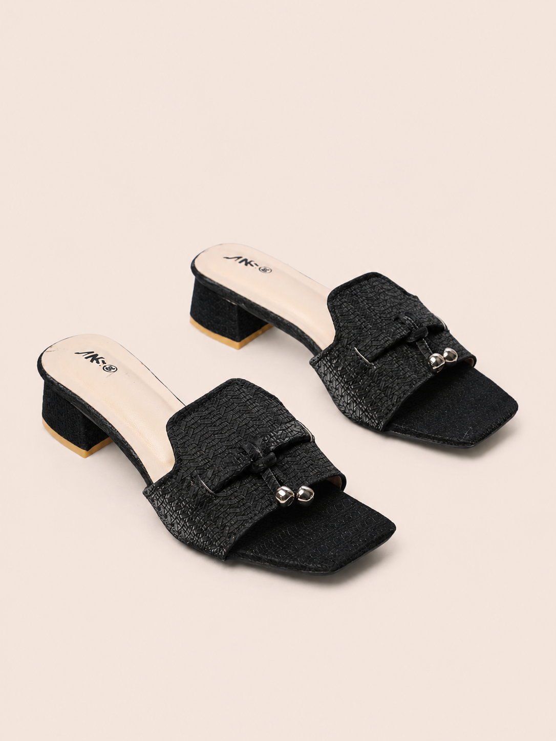Luxury Women's Textured Slide Block Heel Sandals – Comfortable Fashion Heels