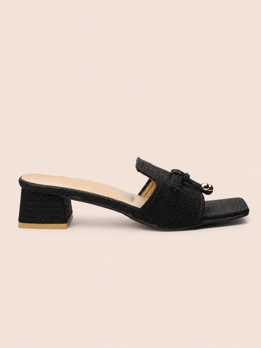 Luxury Women's Textured Slide Block Heel Sandals – Comfortable Fashion Heels