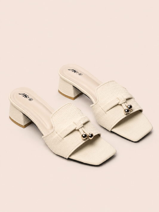 Luxury Women's Textured Slide Block Heel Sandals – Comfortable Fashion Heels