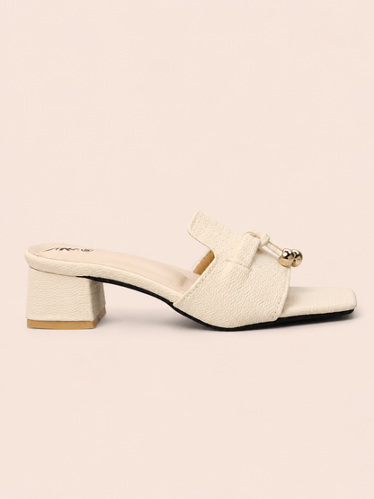 Luxury Women's Textured Slide Block Heel Sandals – Comfortable Fashion Heels