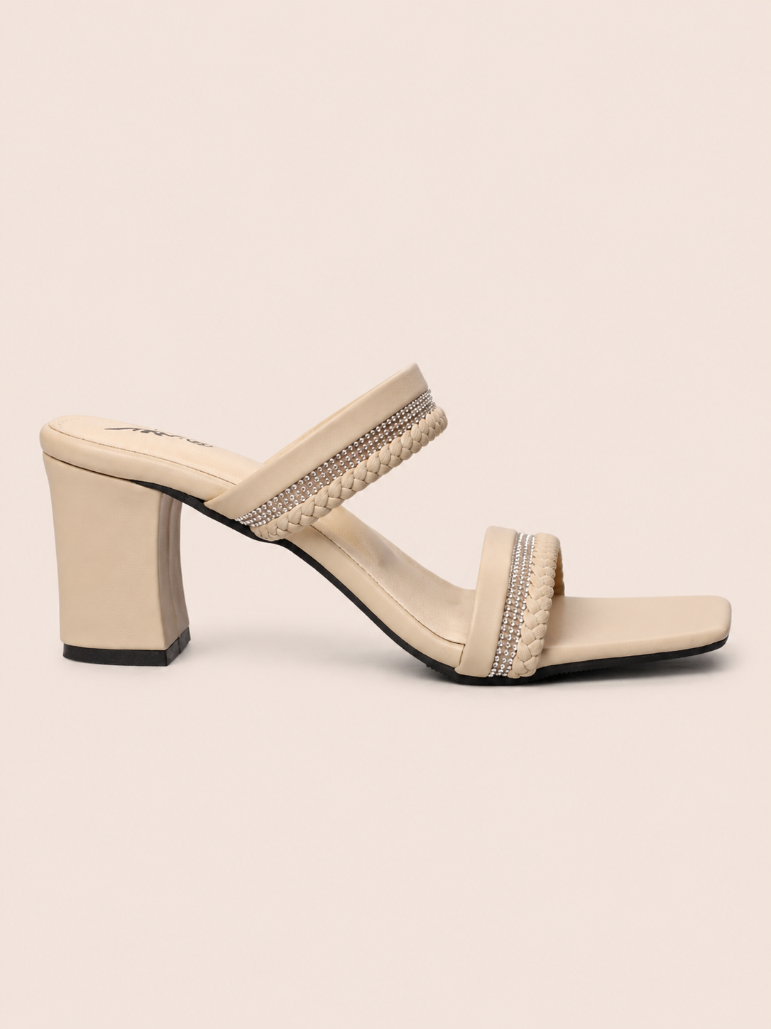 Braided Rhinestone Double Strap Block Heel Sandals | Elegant Ladies Heels Bangladesh